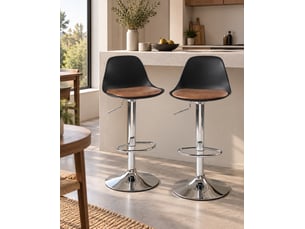 tabouret de bar assise réglable en hauteur <strong>KAYELLES</strong> - marron hauteur d'assise 82 cm vendu Par paire