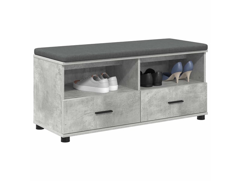  Banc d'entrée, banc interieur gris béton 100x38x46 cm  - Conforama C