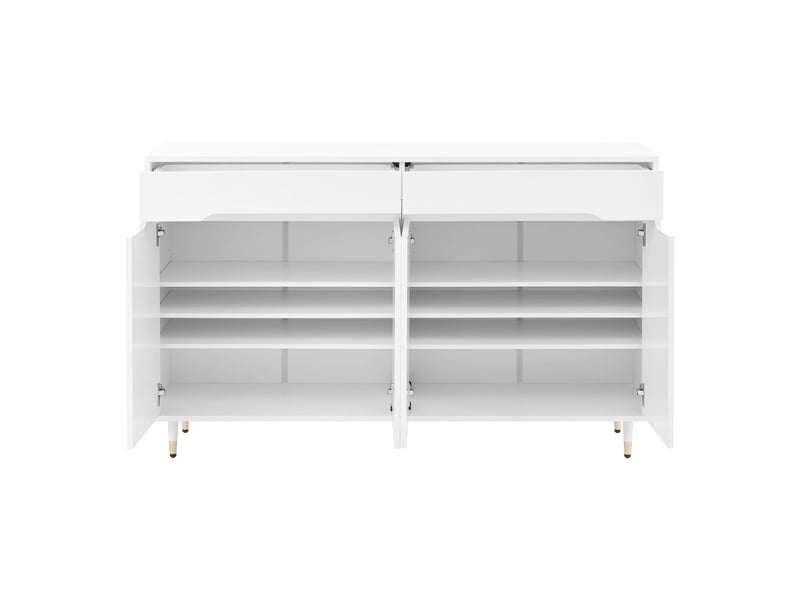  Meuble à chaussures armoire à chaussures design moderne 2 portes et 2 tiroirs étagères réglables pieds dorés capacité 18-24 paires  - Conforama E