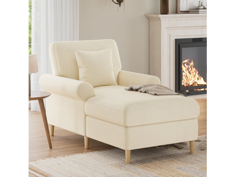 Fauteuil relax modenvie pliable en velours beige 133 x 87 x 90 cm  - Conforama E