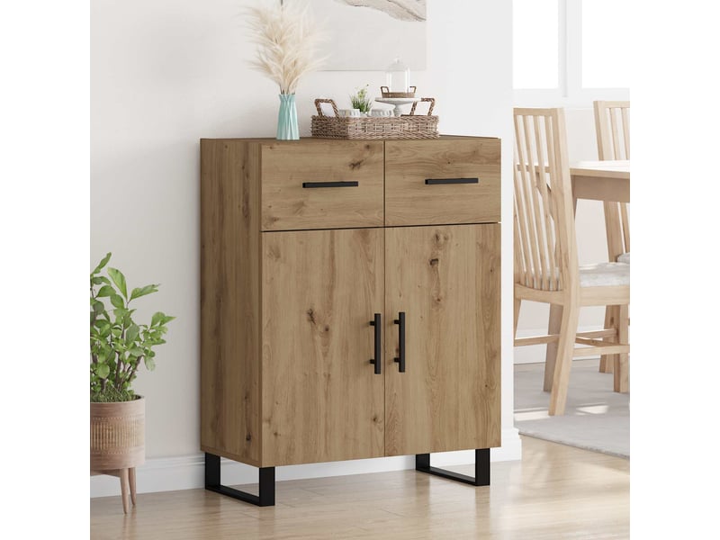 Buffet salon, buffet de rangement chêne artisanal 69,5x34x90 cm bois d'ingénierie - Conforama B
