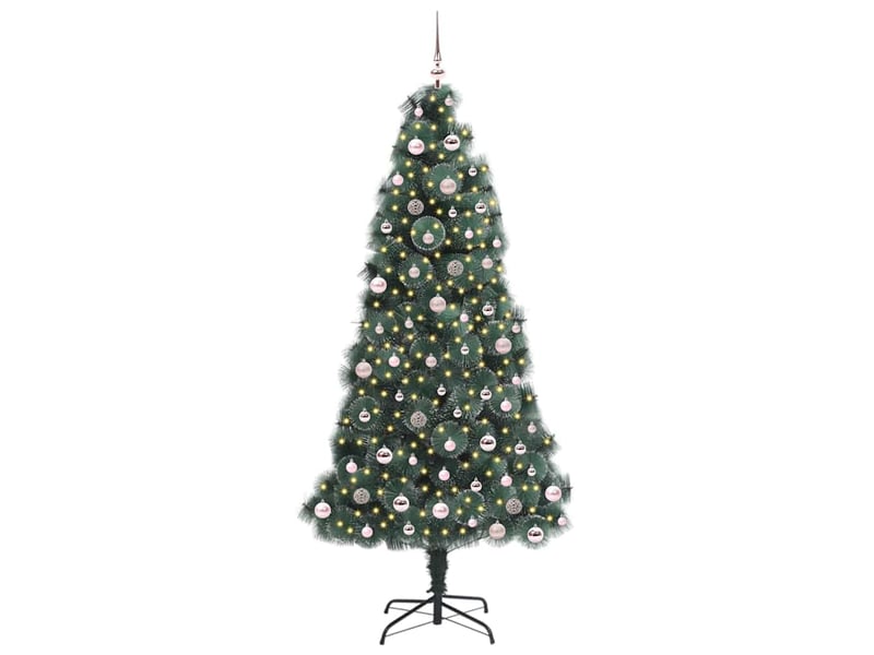 Sapin de noël - arbre de noël artificiel pré-éclairé avec ensemble de boules - Conforama C