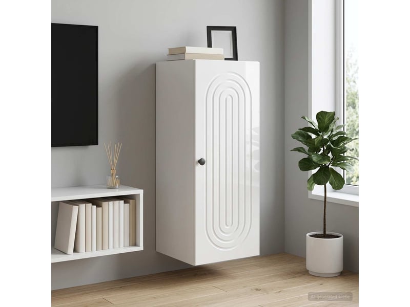  Armoire murale salon, meuble de rangement blanc brillant 33 x 34,5 x 90 cm shl4695  - Conforama B