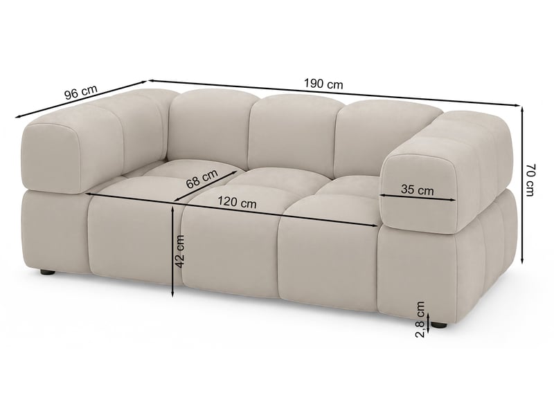 Selsey hollme - canapé - 190 cm - velours gris clair Hollme - Conforama E
