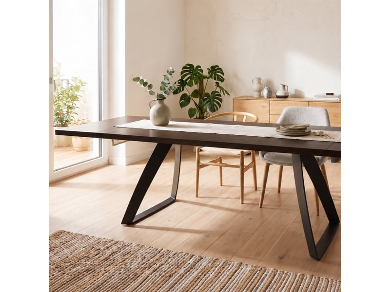  Table extensible en chêne plaqué 200300x100 timber - marron foncé  - Conforama D