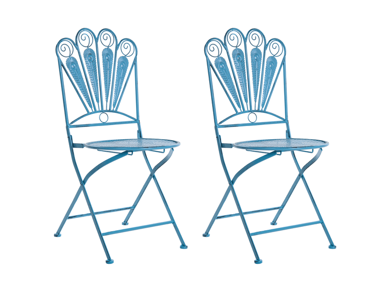 Ensemble bistrot pliant pavia métal bleu  - Conforama D
