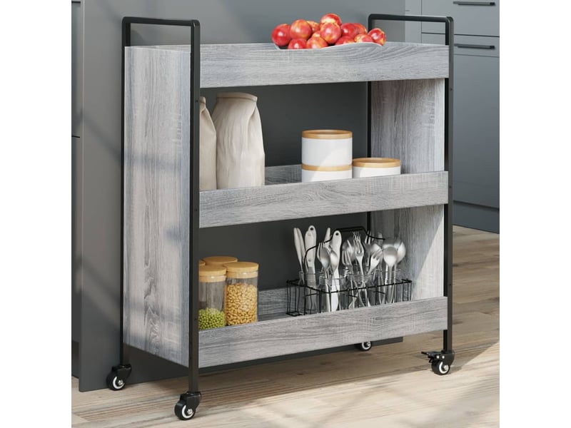  Desserte de cuisine, chariot de rangement sonoma gris 70x30x82 cm bois d'ingénierie  - Conforama B