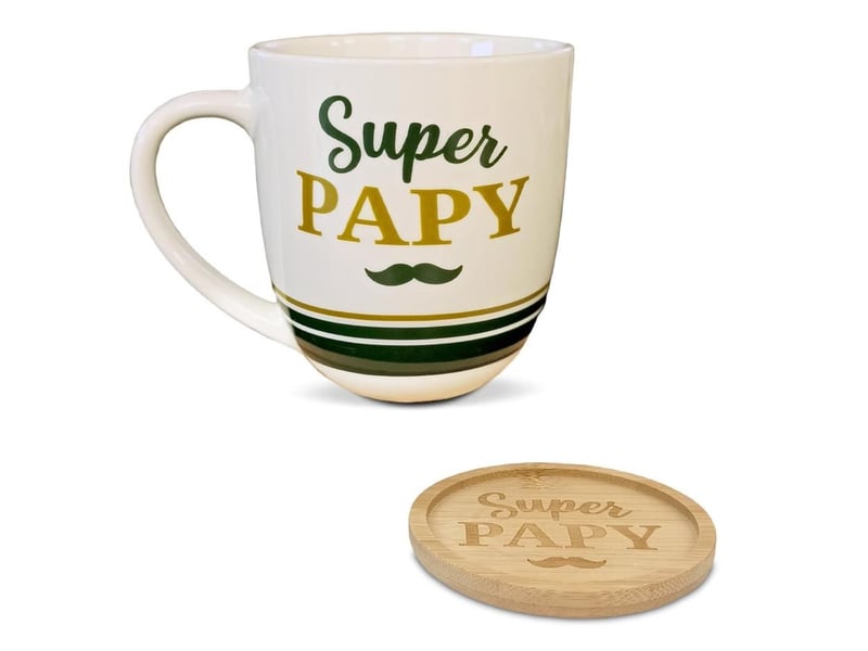  Stc - coffret tasse et sous tasse modèle super papy - idée cadeau  - Conforama A