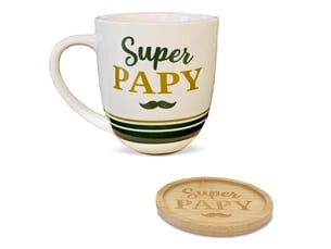 Stc - coffret tasse et sous tasse modèle super papy - idée cadeau