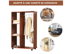 Armoire penderie armoire de rangement mobile panneaux de particules noyer coloris