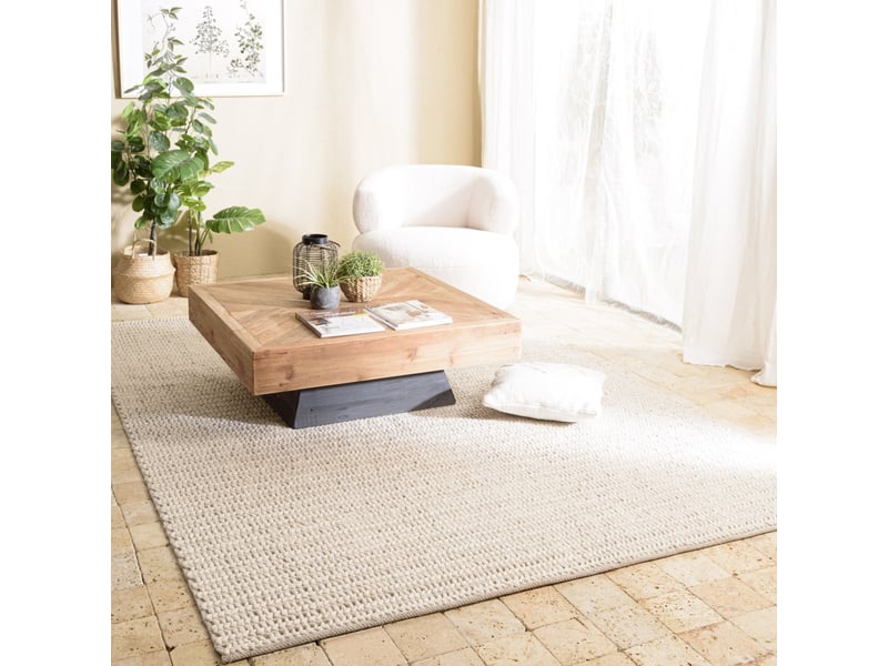  Quentin - tapis rectangulaire 300x400cm en laine tissée couleur beige  - Conforama B