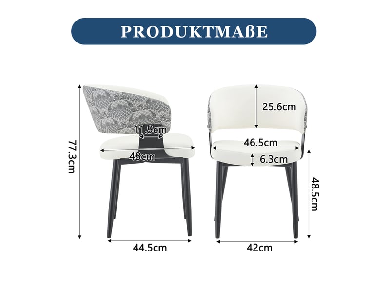  Lot de 2 chaises de salle à manger vintage blanc et noir en polyuréthane  - Conforama E