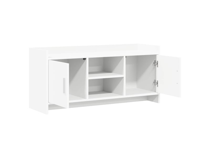  Meuble tv - banc tv - meuble de rangement 102 x 33 x 47 cm blanc bois d'ingénierie  - Conforama D