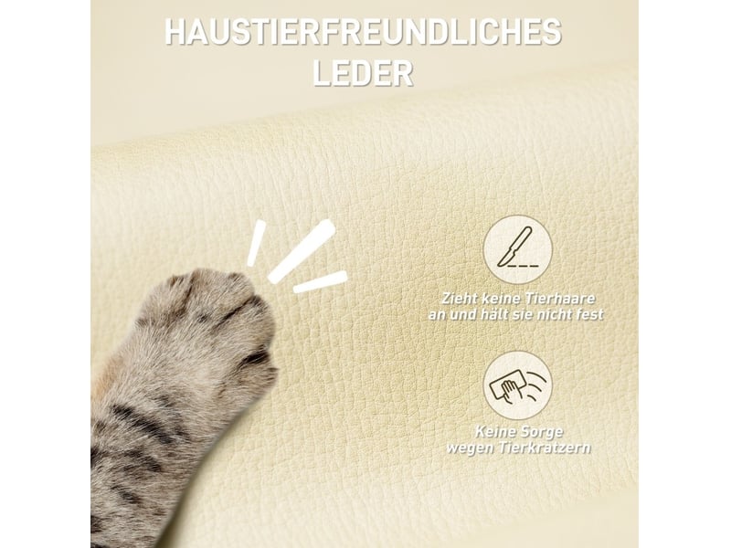  Fauteuil de bureau ergonomique beige et noir en cuir régénéré, inclinable à 155° avec repose-pieds rétractable  - Conforama D