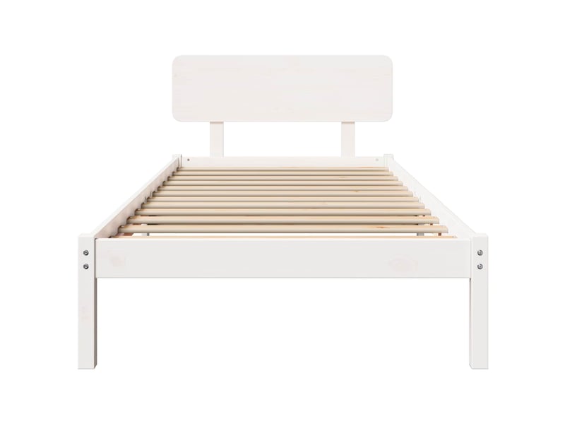 Lit simple- lit adulte - cadre de lit avec tête de lit blanc 90 x 200 cm pin massif - Conforama B