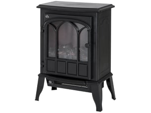 Cheminée électrique sur pied noire 2000 w avec flammes led réglables, pour chauffer et décorer votre intérieur