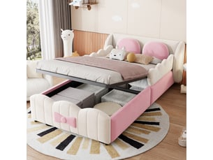 Lit coffre 90x200 cm <strong>STILVORA</strong>  <strong></strong> coloris beige