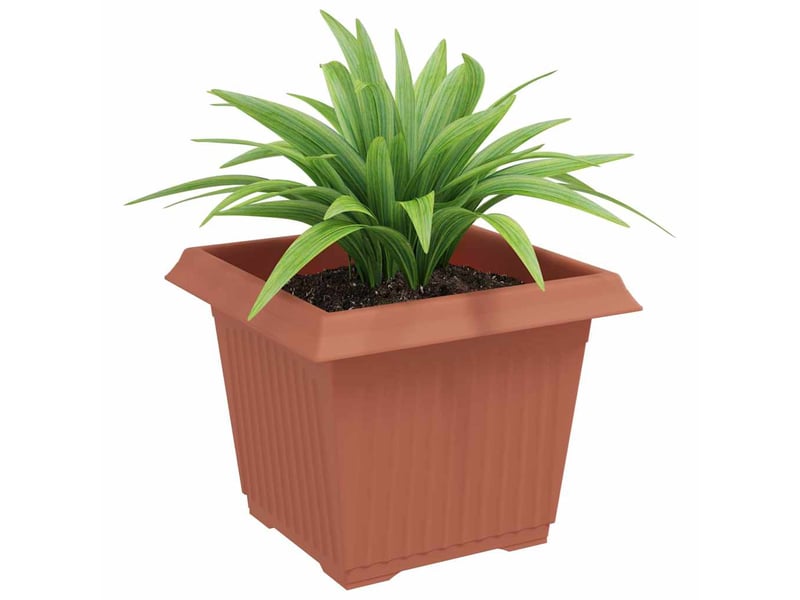 Jardinière - pot de fleurs carré 6 pcs rouge brique 23 x 23 x 17,5 cm - Conforama C