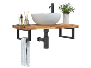 Étagère de vasque | étagère murale acier et bois massif d'acacia shl2430