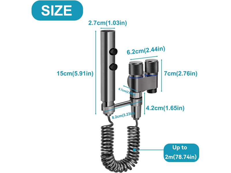  Ensemble de pulvérisateur de bidet portable avec tuyau extensible 3 m, double valve, pour toilettes uk, hygiène personnelle et lavage animal  - Conforama C