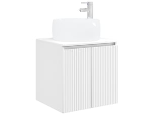 Vanité de lavabo mural, meuble de rangement blanc 49.5x44.5x66 cm shl9477