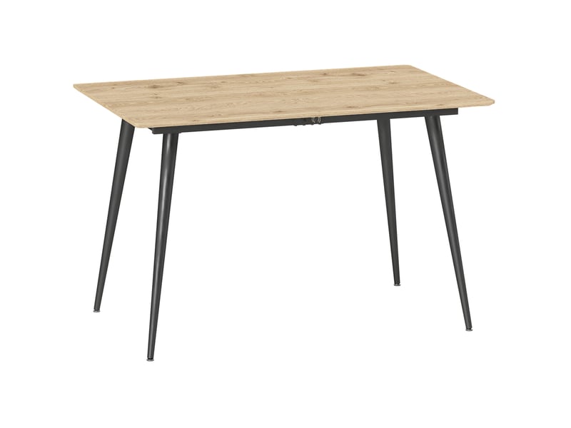 Table de salle à manger extensible, 6 à 8 personnes, rallonge escamotable, pieds acier, en mdf naturel 120 × 75 × 77 cm - Conforama A