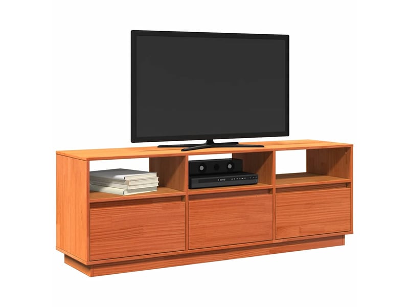  Meuble tv - banc tv - meuble de rangement  marron 140x37x50 cm bois pin massif  - Conforama D