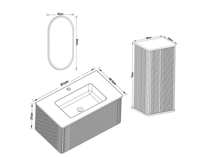  Ensemble meuble de salle de bains 80 cm meuble vasque colonne miroir led blanc W3416S00032 - Conforama C