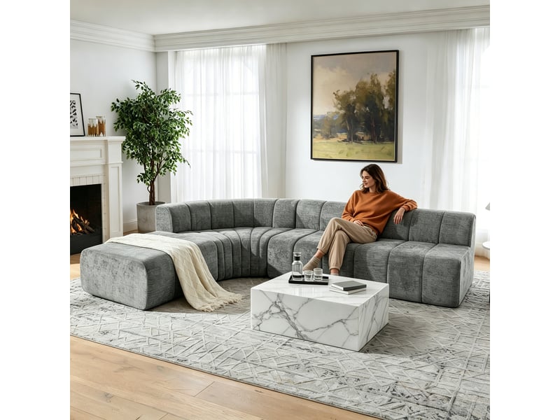  Canapé d'angle, canapé modulable, 4 places : gris  - Conforama R
