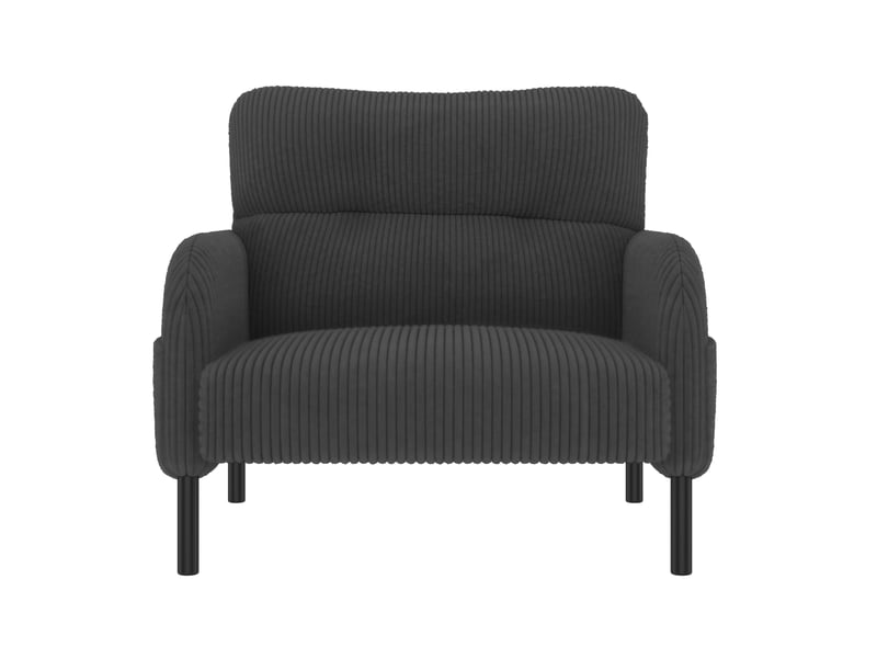  Fauteuil individuel gris 67×75×79 cm en velours côtelé avec poches latérales  - Conforama A
