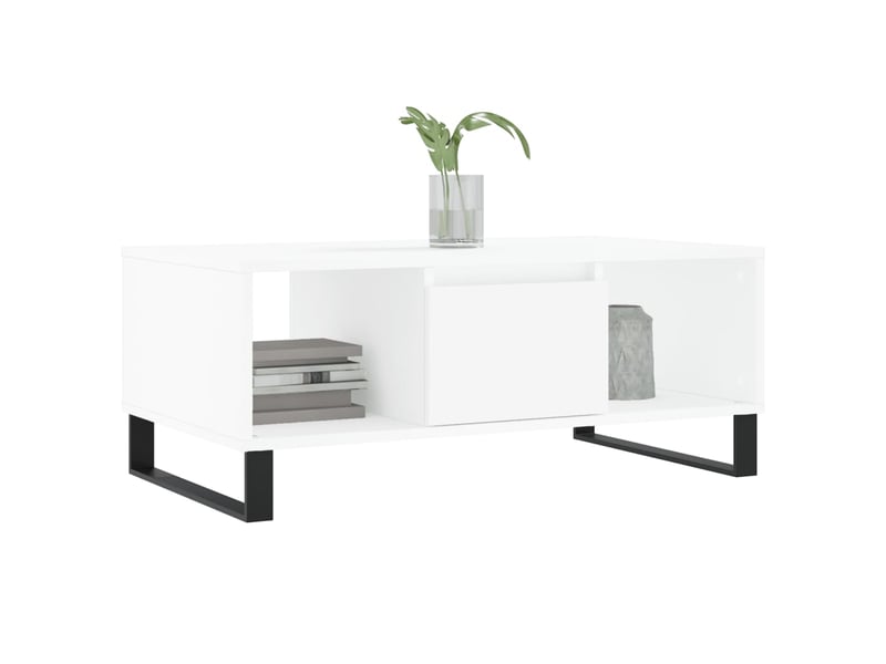  Table basse rectangulaire | table de salon blanc 90x50x36,5 cm bois d'ingénierie shl1443  - Conforama C