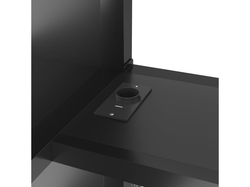 Lit mezzanine 140x200 cm avec bureau intégré, dressing et rangements, led et usb, structure métal noir - Conforama D