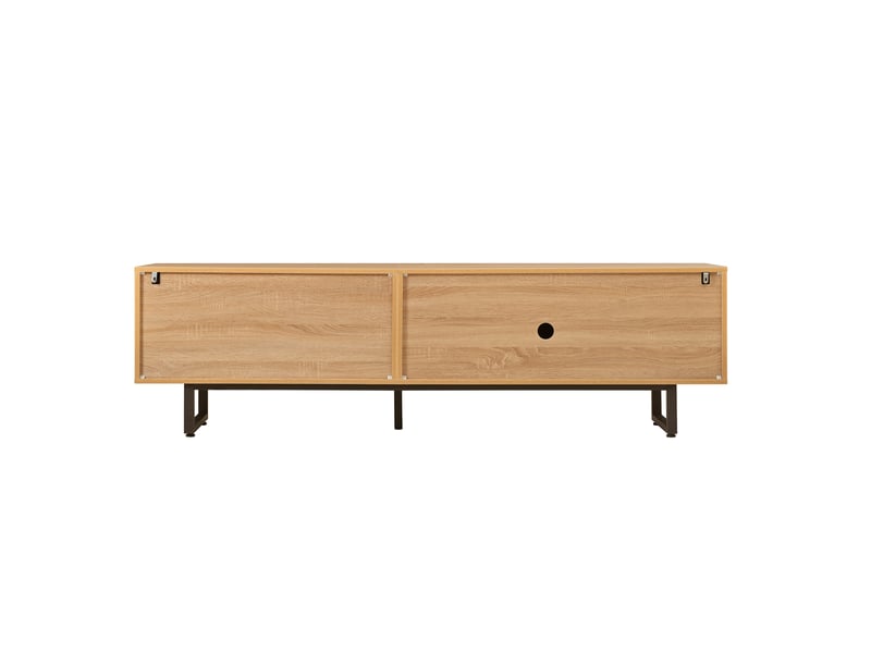  Meuble tv scandinave 180 cm avec texture 3d et pieds métal - naturel  - Conforama D