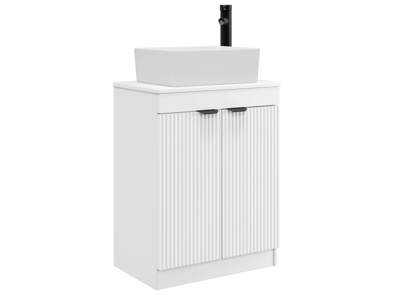  Meuble de salle de bain avec évier blanc 54x35x83 cm shl172  - Conforama A