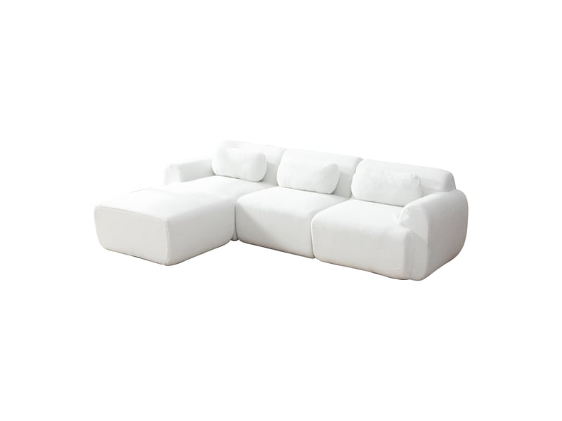  Canapé d’angle modulable 3 places en chenille ivoire – 271 x 177 x 71 cm Fay Lum - Conforama A