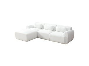 Canapé d'angle compressé réversible fixe <strong></strong> <strong>Fay Lum</strong> 3 places Tissu ivoire