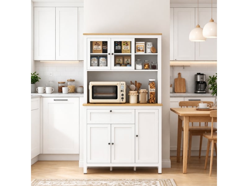 Armoire de cuisine blanche en mdf avec 5 portes, 100 x 40 x 180 cm - Conforama B