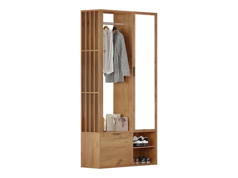  Vestiaire d'entrée avec miroir et penderie en panneau de particules 100 x 33 x 190 cm N625P307325326N - Conforama A