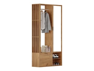 Vestiaire d'entrée avec miroir et penderie en panneau de particules 100 x 33 x 190 cm