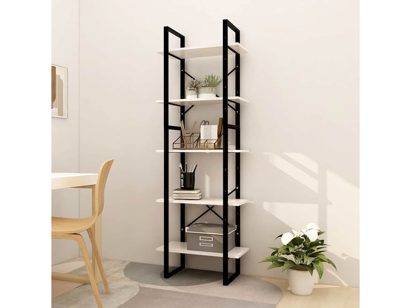  Bibliothèque à 5 niveaux, armoire à livres blanc 60x30x175 cm bois de pin  - Conforama B