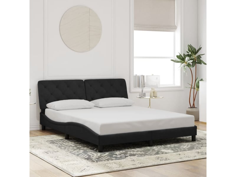  Lit double- lit adulte -  cadre de lit avec led sans matelas noir 160x200 cm velours  - Conforama C