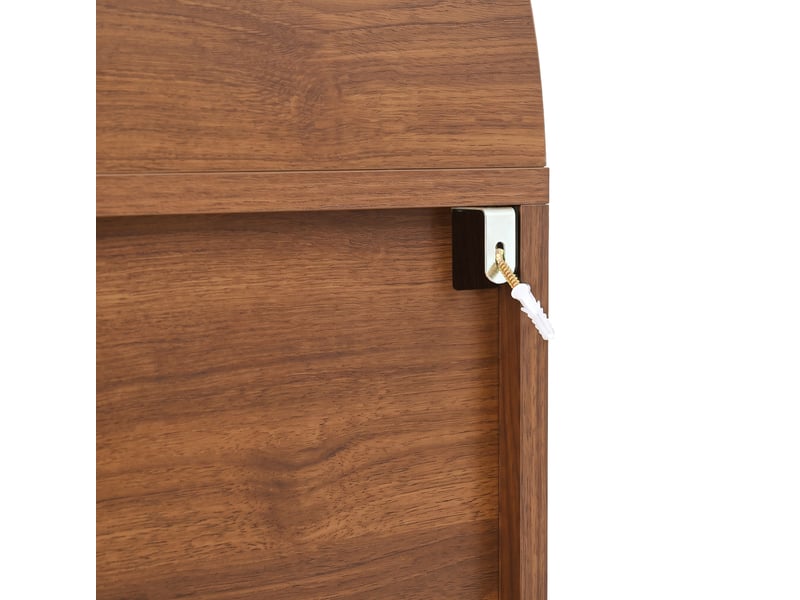  Buffet haut tcqpz 80 x 40 x 180 cm avec vitrine en verre, led contrôlée par application, prises usb, mdf et panneaux de particules noyer  - Conforama A