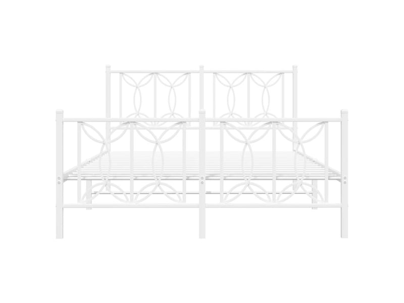  Lit double- lit adulte -  cadre de lit métal sans matelas et pied de lit blanc 135x190 cm  - Conforama C