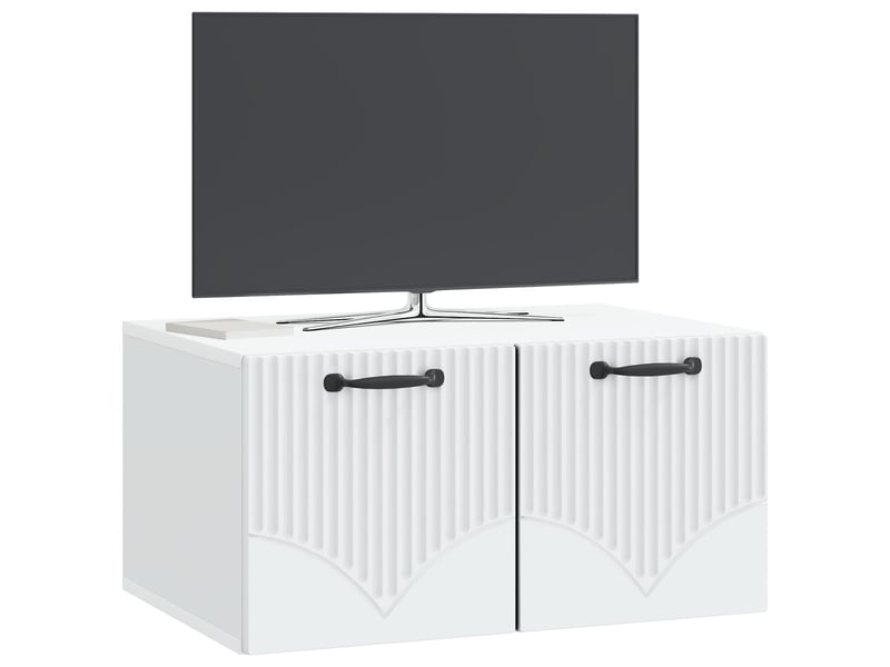 Meuble tv - banc tv - meuble de rangement mural blanc 59,5 x 41 x 30 cm bois d'ingénierie - Conforama C