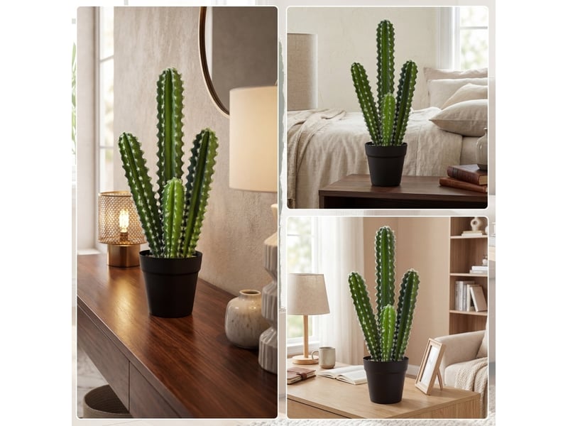  Plante artificielle cactus 53 cm en pot vert  - Conforama D