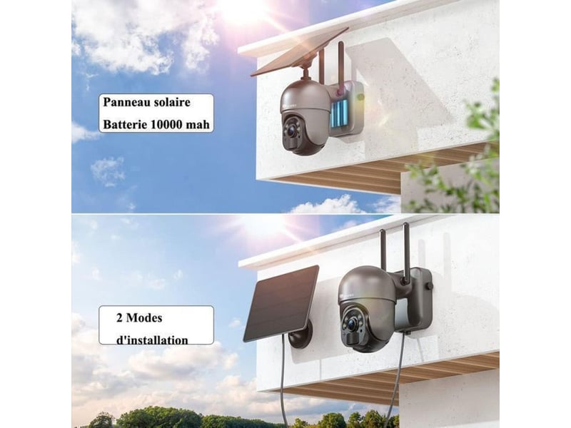  Camera surveillance solaire wifi 4mp vision couleur ip66 pir audio bidirectionnel  - Conforama C