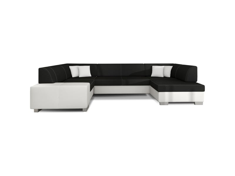 Canapé panoramique en u gris foncé & blanc convertible 6 places havane convertible 6 places - Conforama A