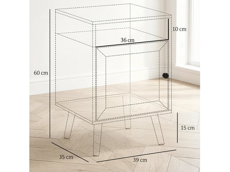  Lot de 2 tables de chevet avec niche et porte en rotin, coloris naturel  - Conforama E