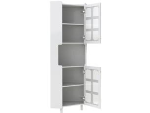 Meuble d'angle blanc avec couche de vernis & éclairage led – meuble multifonction pour salon, bibliothèque, salle de bain, chambre, salle à manger, plaque mdf avec surface laquée blanche