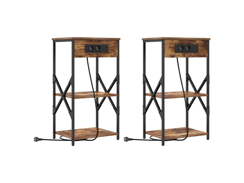  Table de chevet avec étagère 2 pièces chêne fumé 41 x 31 x 76 cm  - Conforama A
